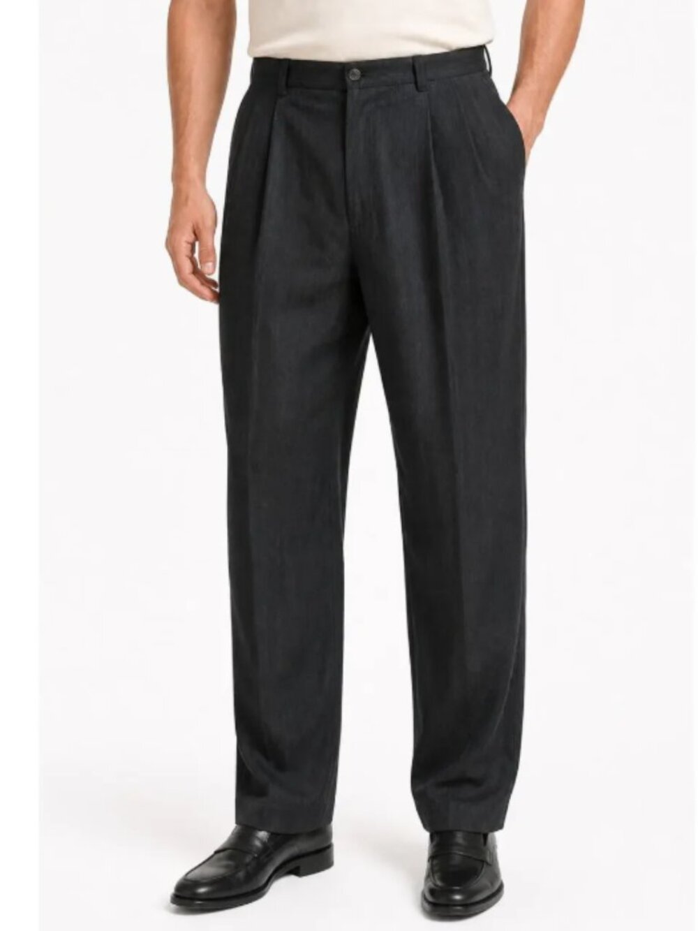 Tommy Bahama Grayston Silk Bamboo Pleated Dress Pants 30x30 in Washed Black NWT